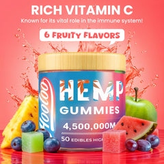 HOOLOO Hemp Gummies pack shows six fruity flavors for daily variety.
