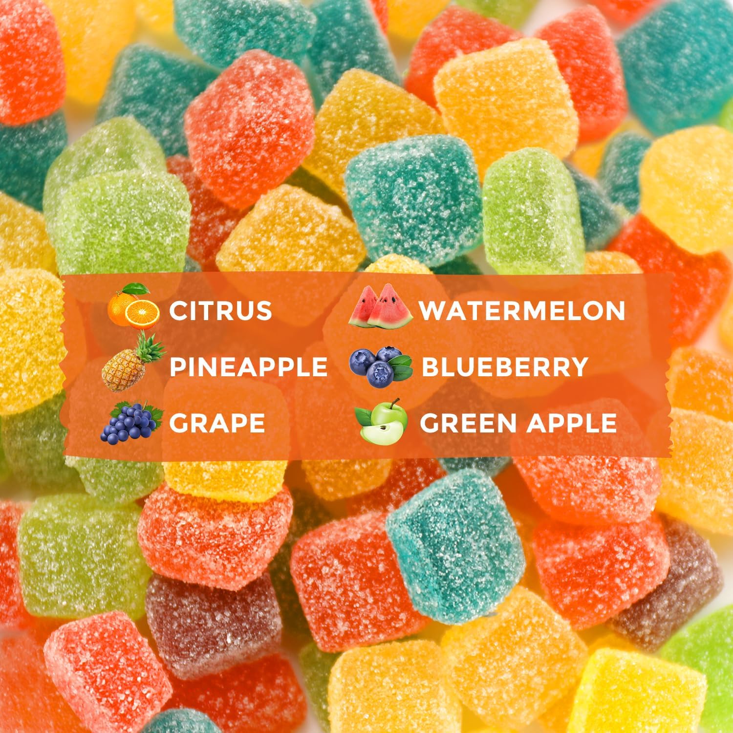 HOOLOO hemp gummies six flavors pack highlights fruity variety.