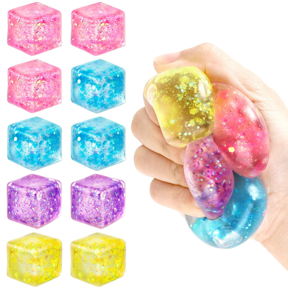 Hooqict blue ice cube stress ball for tactile relief and focus.