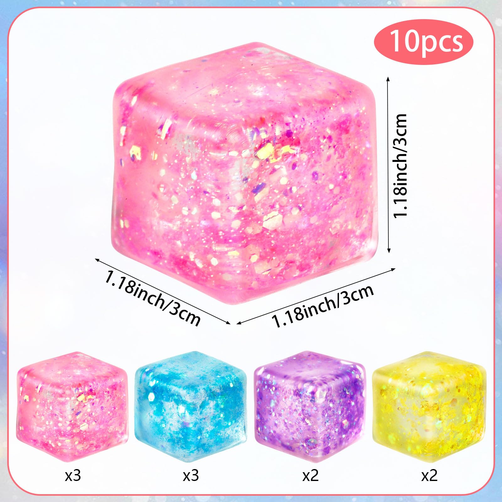Hooqict pink ice cube stress ball for sensory play and calm.