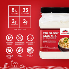 Macaroni dish prepared with Big Daddy Mac Mix for family-friendly comfort