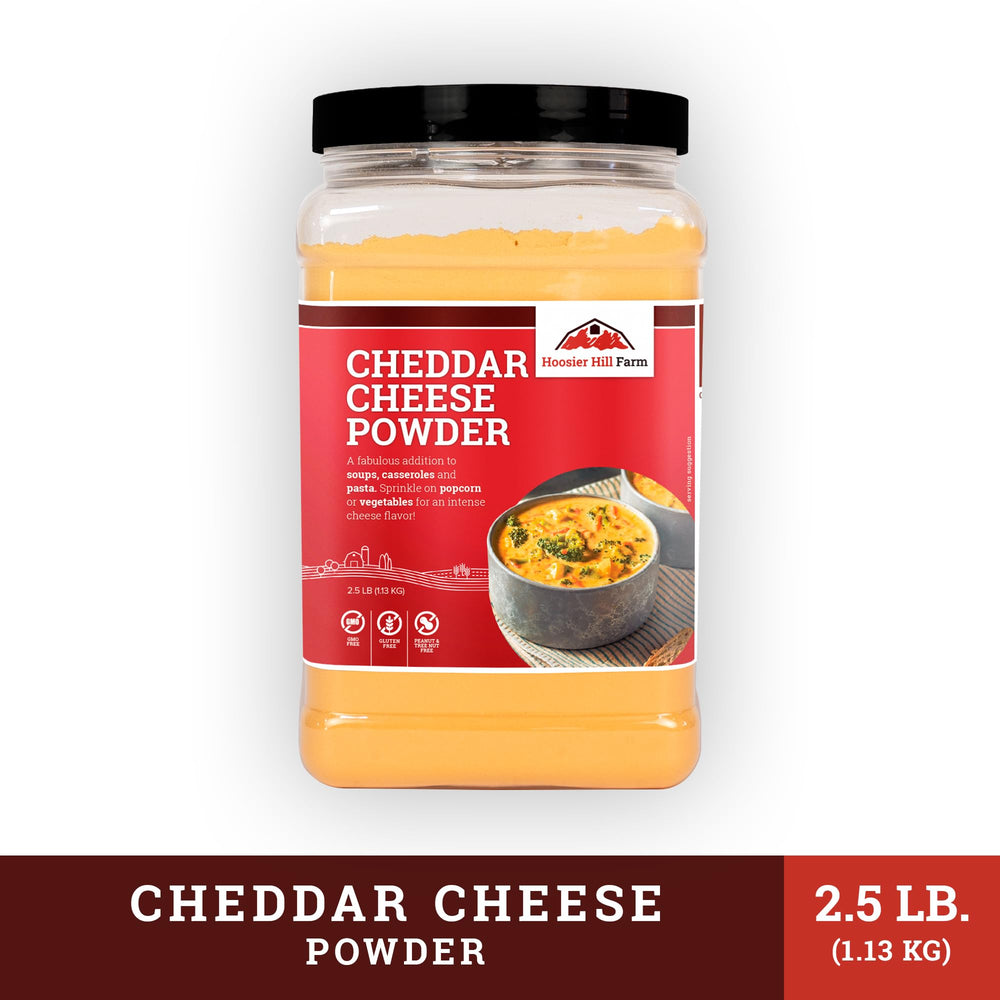Mac and cheese enriched with Hoosier Hill Farm cheddar cheese powder for quick flavor.