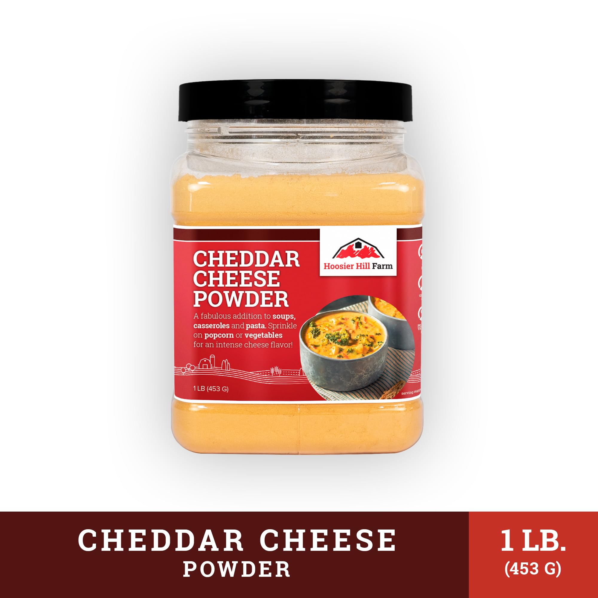 Popcorn bowl with Hoosier Hill Farm cheddar cheese powder topping for savory crunch
