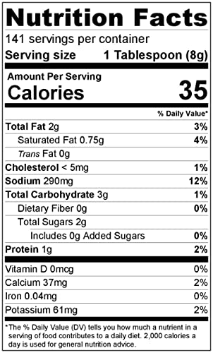 Hoosier Hill Farm Cheddar Cheese Powder tub highlights versatile seasoning for sauces.