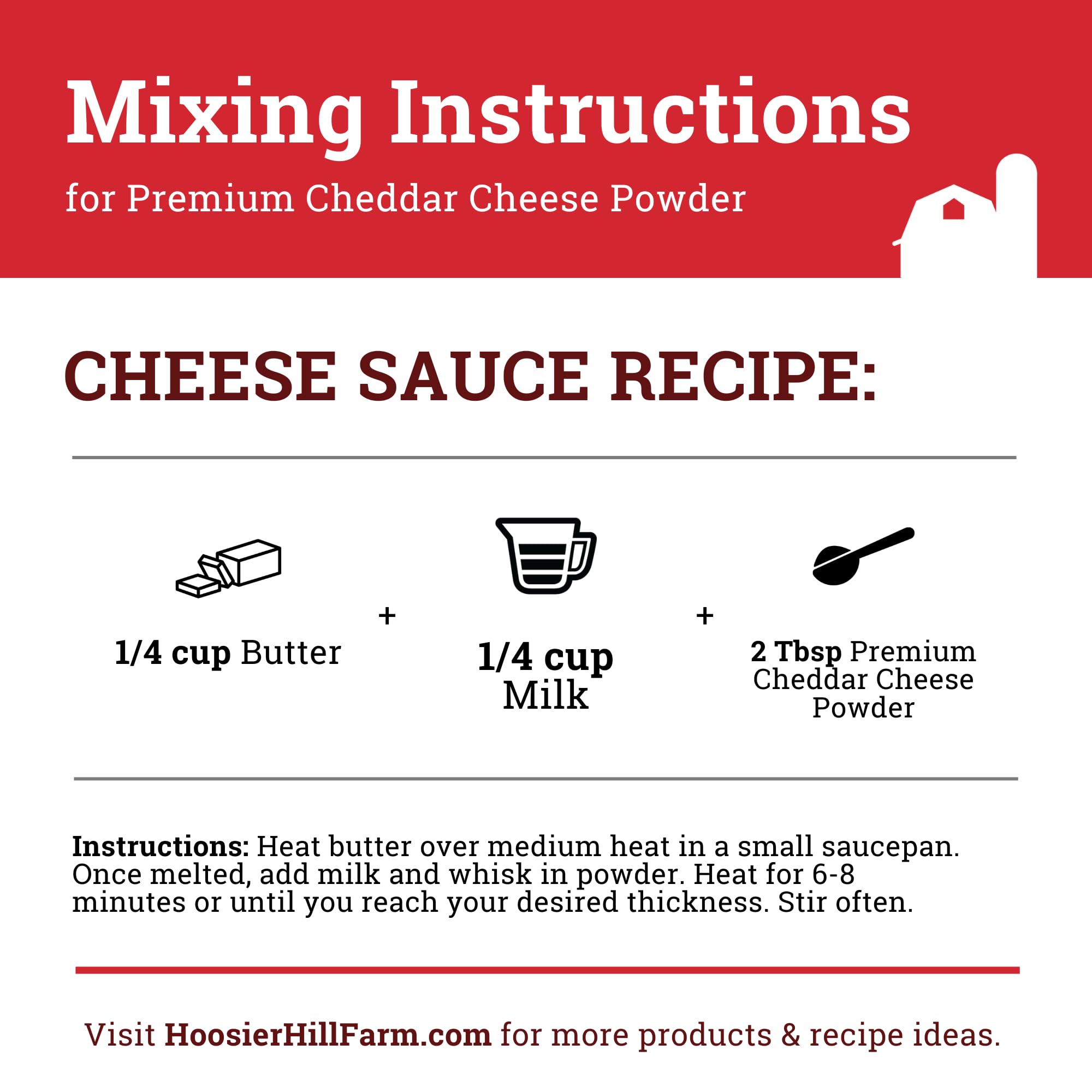 Hoosier Hill Farm cheddar powder packaging ready for kitchen use
