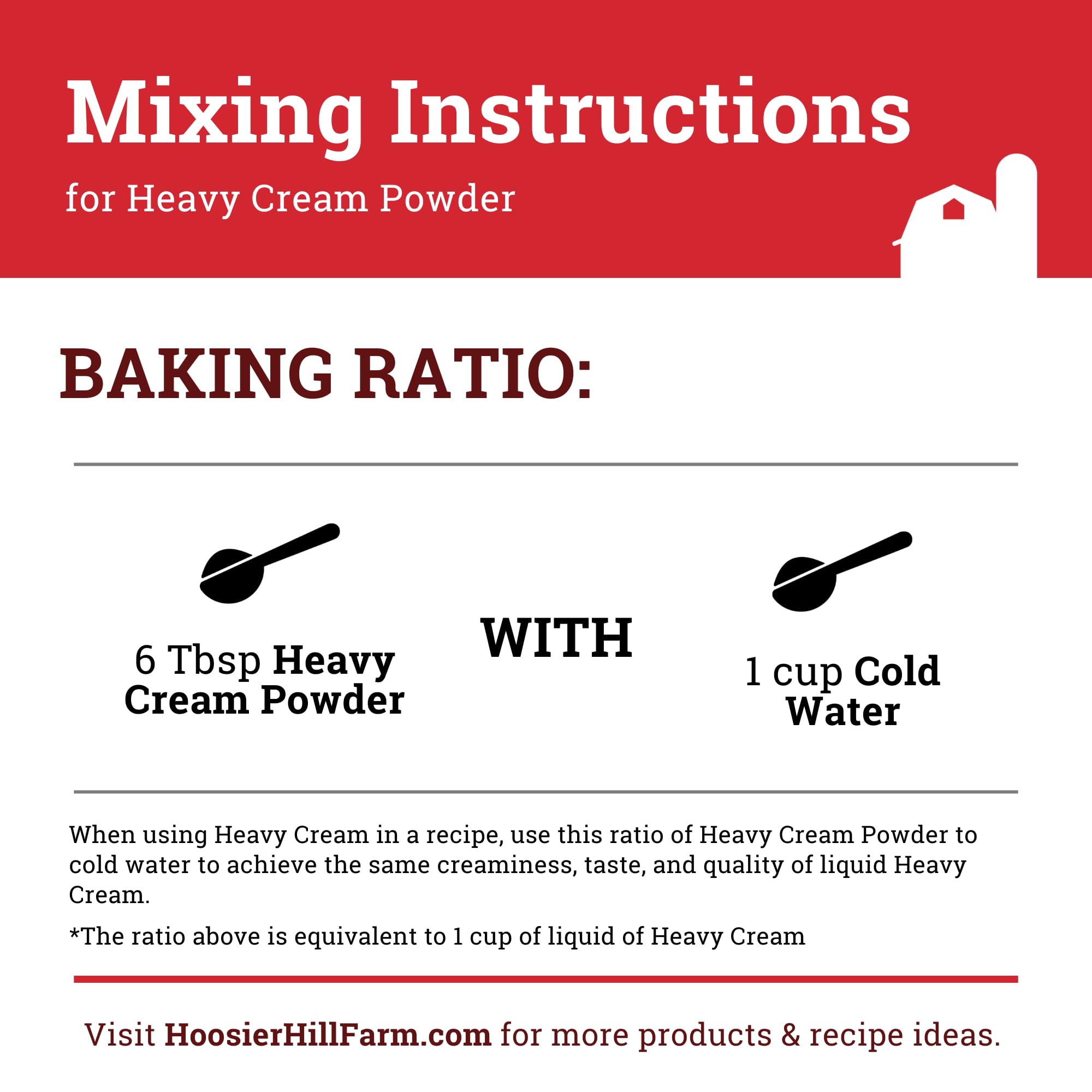 Hoosier Hill Farm heavy cream powder close-up shows 72% butterfat.