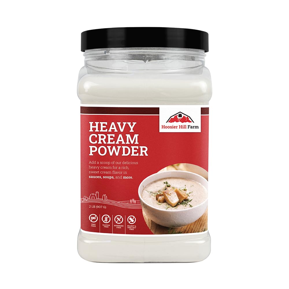 Hoosier Hill Farm Heavy Cream Powder packaging on shelf ready to enrich sauces.