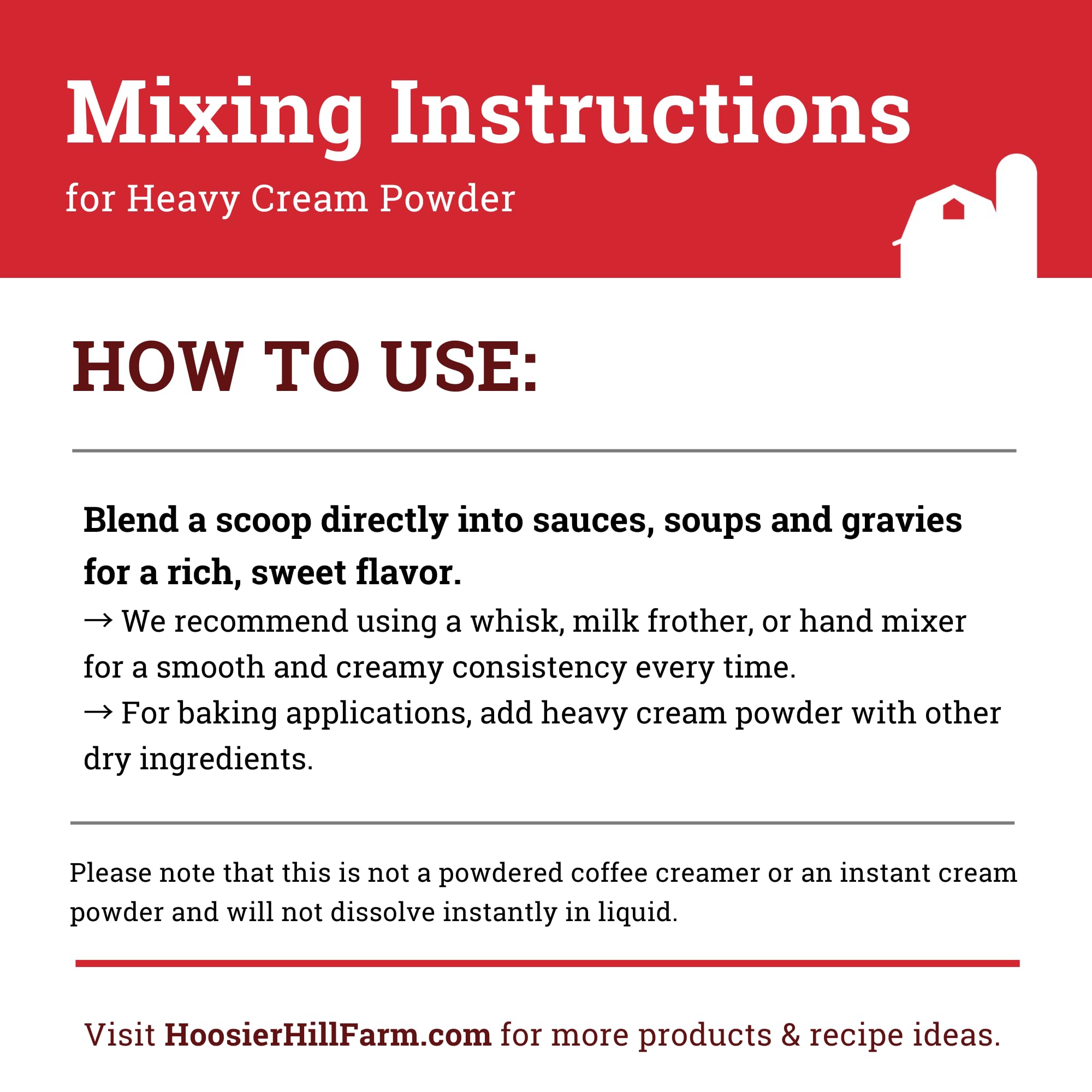 Hoosier Hill Farm heavy cream powder stored on pantry shelf.