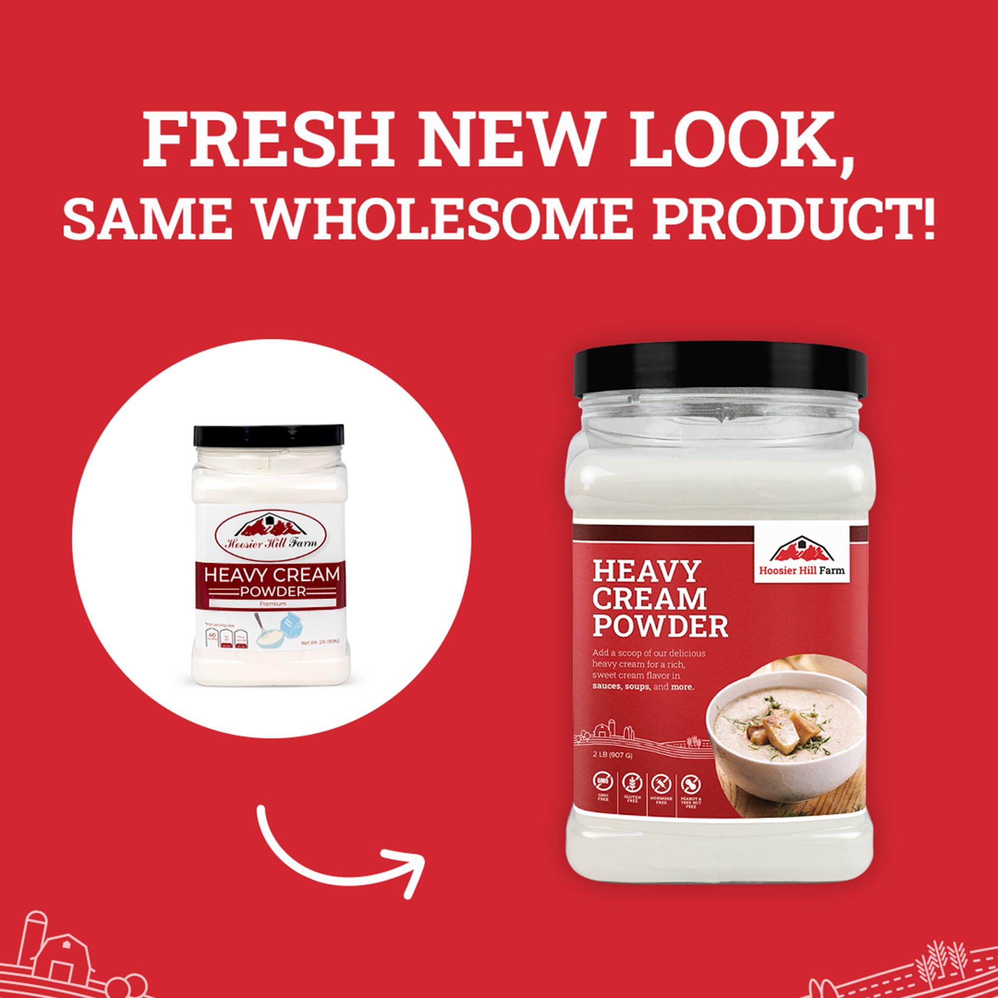 Hoosier Hill Farm Heavy Cream Powder produced at a USA facility.