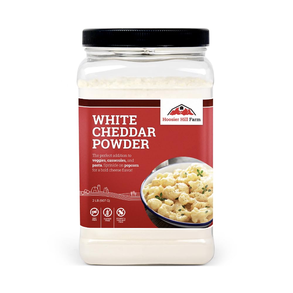 Hoosier Hill Farm white cheddar powder in a bag closeup for flavor
