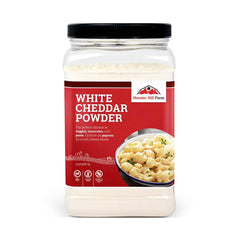 Hoosier Hill Farm white cheddar powder in a bag closeup for flavor
