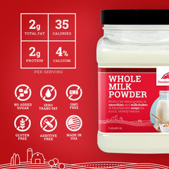 Hoosier Hill Farm Whole Milk Powder baking mixing scene for richer batter texture