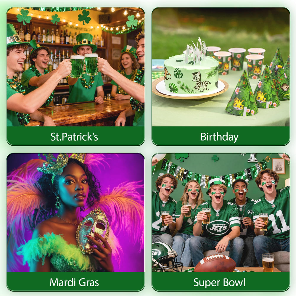 HOOSUN green-purple-gold beads used as classroom party accents