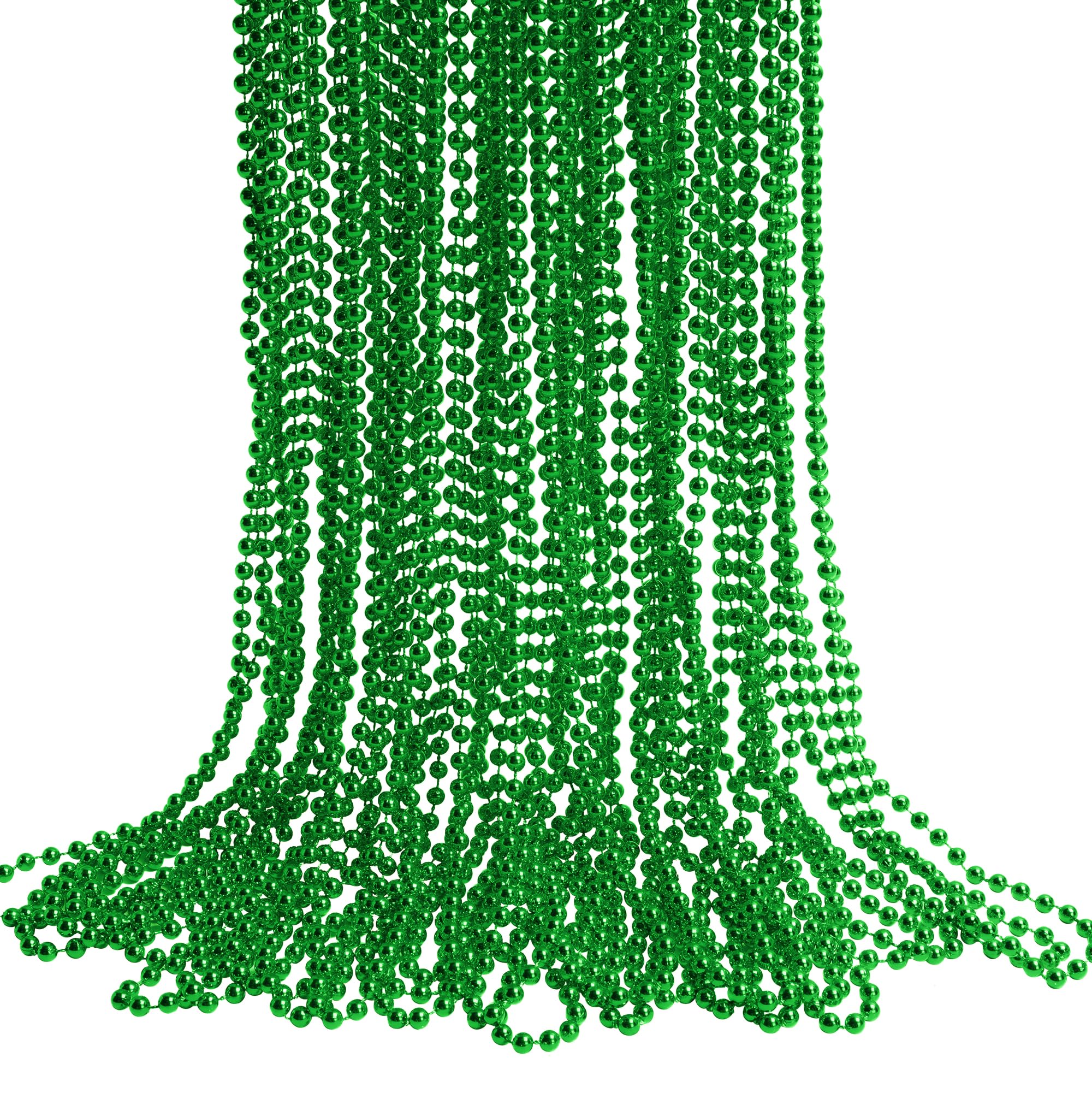 HOOSUN Mardi Gras beads necklace close-up, glossy green-purple-gold strands for festive flair