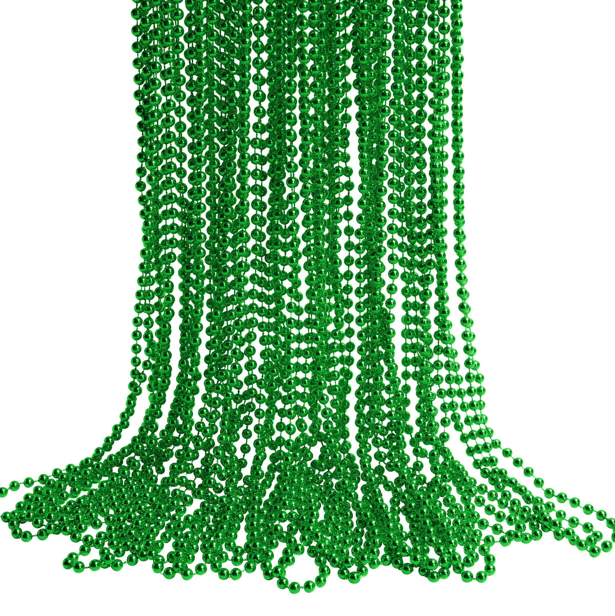 HOOSUN Mardi Gras beads necklace close-up, glossy green-purple-gold strands for festive flair