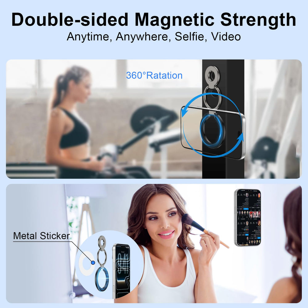 HOOTEK ring holder shows 360° rotation and 280° flip for versatile viewing.