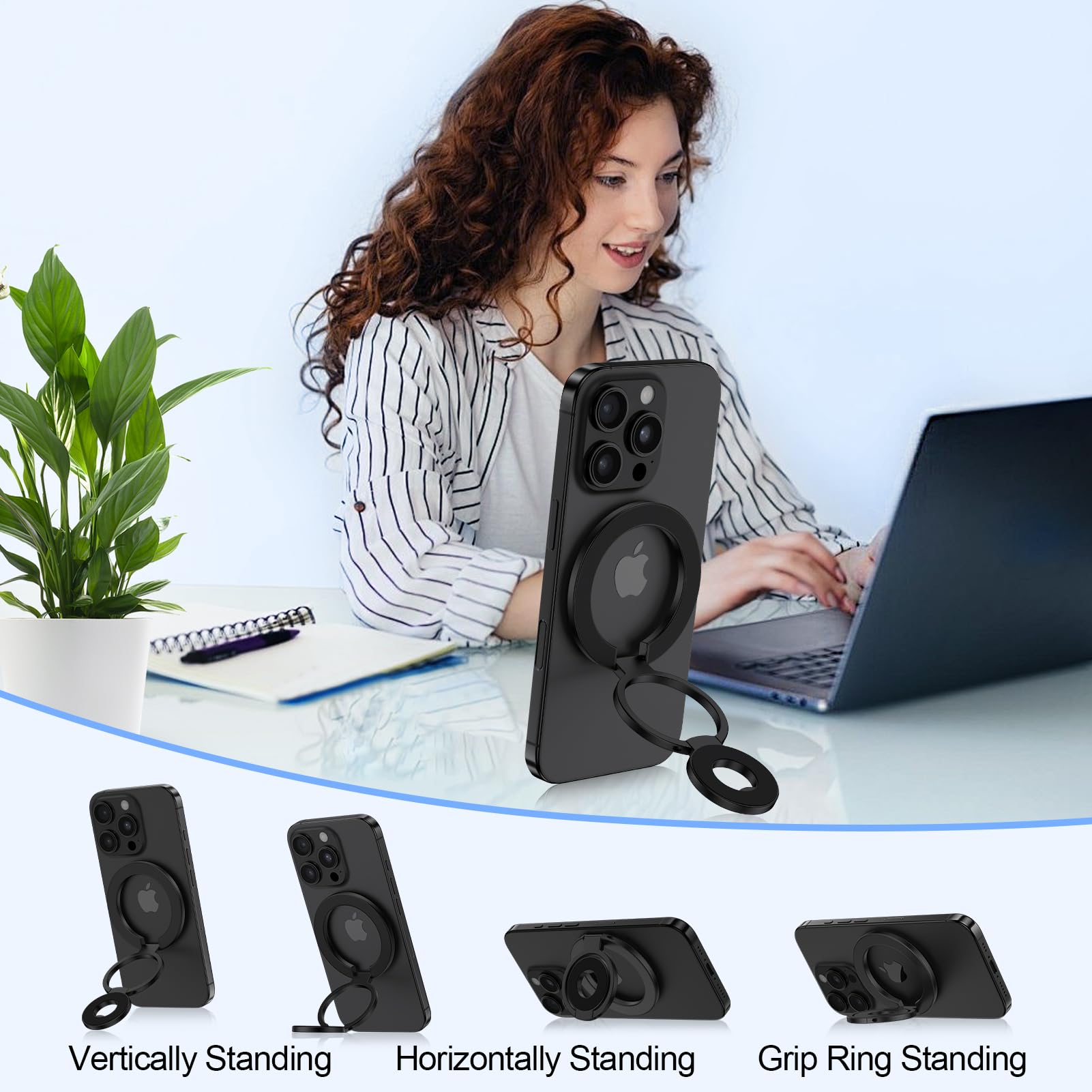 HOOTEK ring holder adheres securely to metal or non-metal surfaces