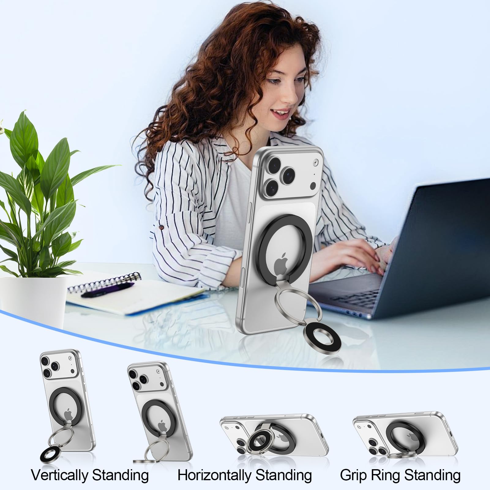 Sticks to metal and non-metal surfaces with included iron sheets for flexible mounting.
