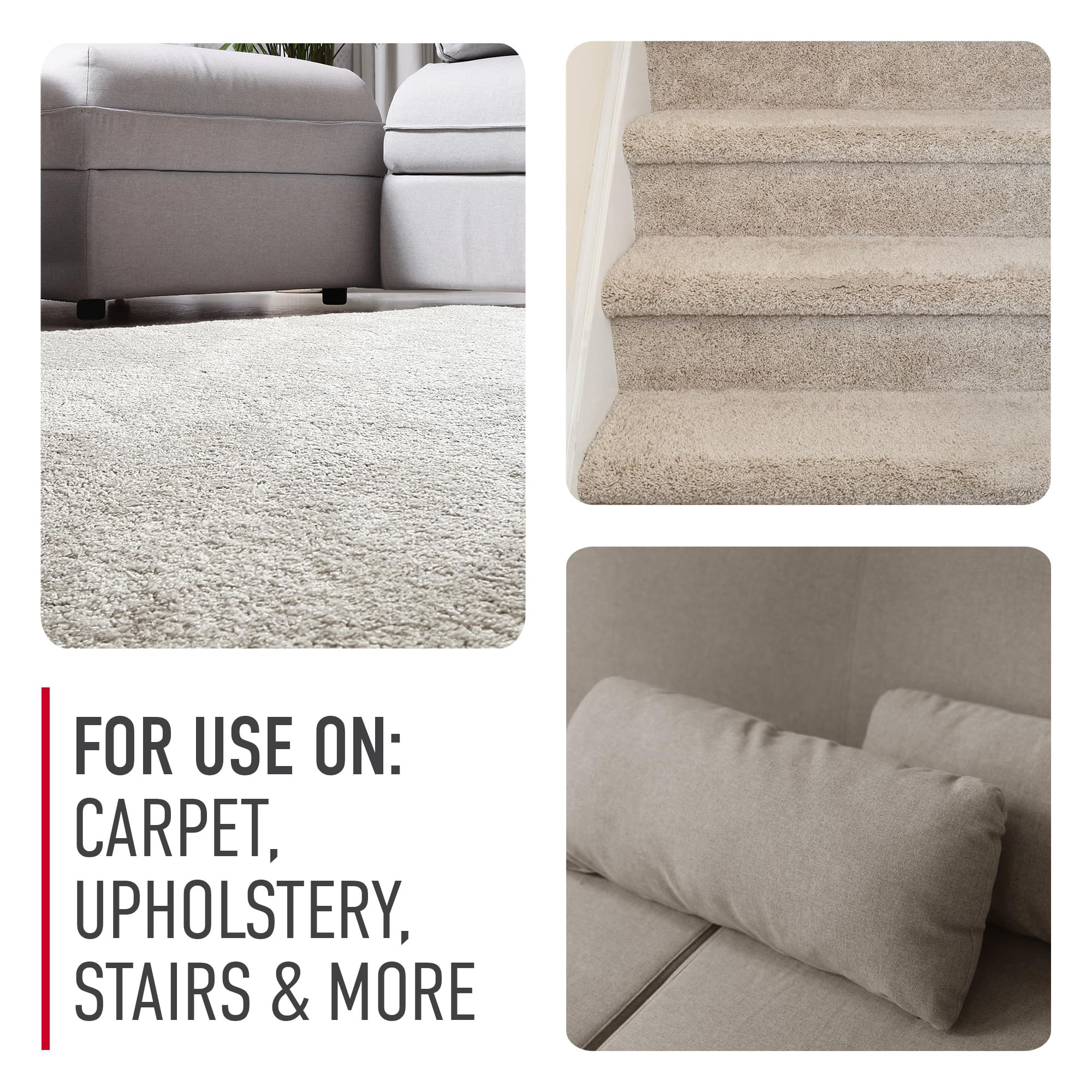 Hoover Oxy bottle with carpet fibers demonstrates deep-cleaning potential.