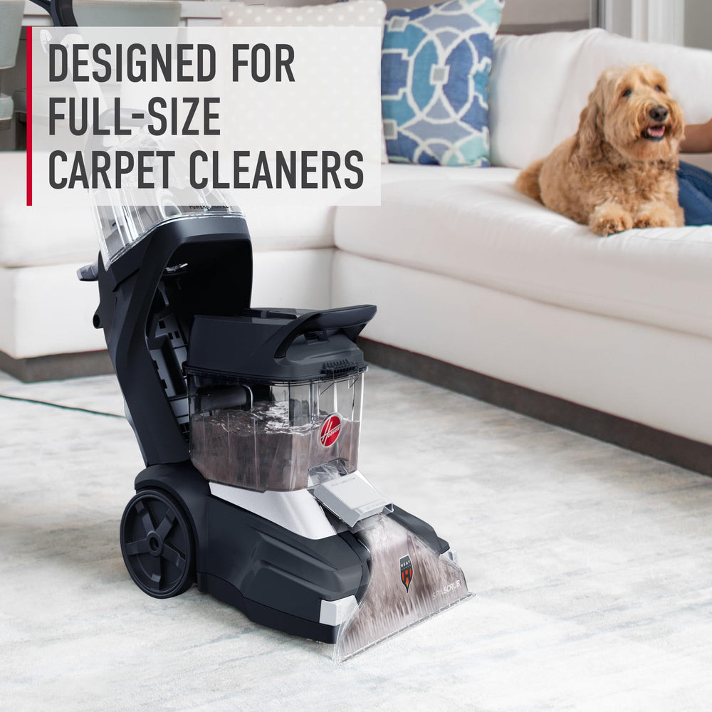 Hoover Oxy packaging shown beside Hoover carpet cleaner for easy pairing.