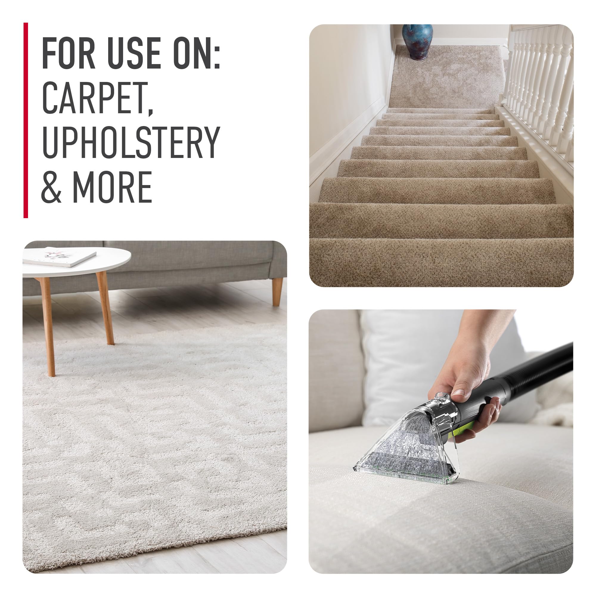 Upholstery cleaning action captured with Hoover Prime Professional for fresh furniture