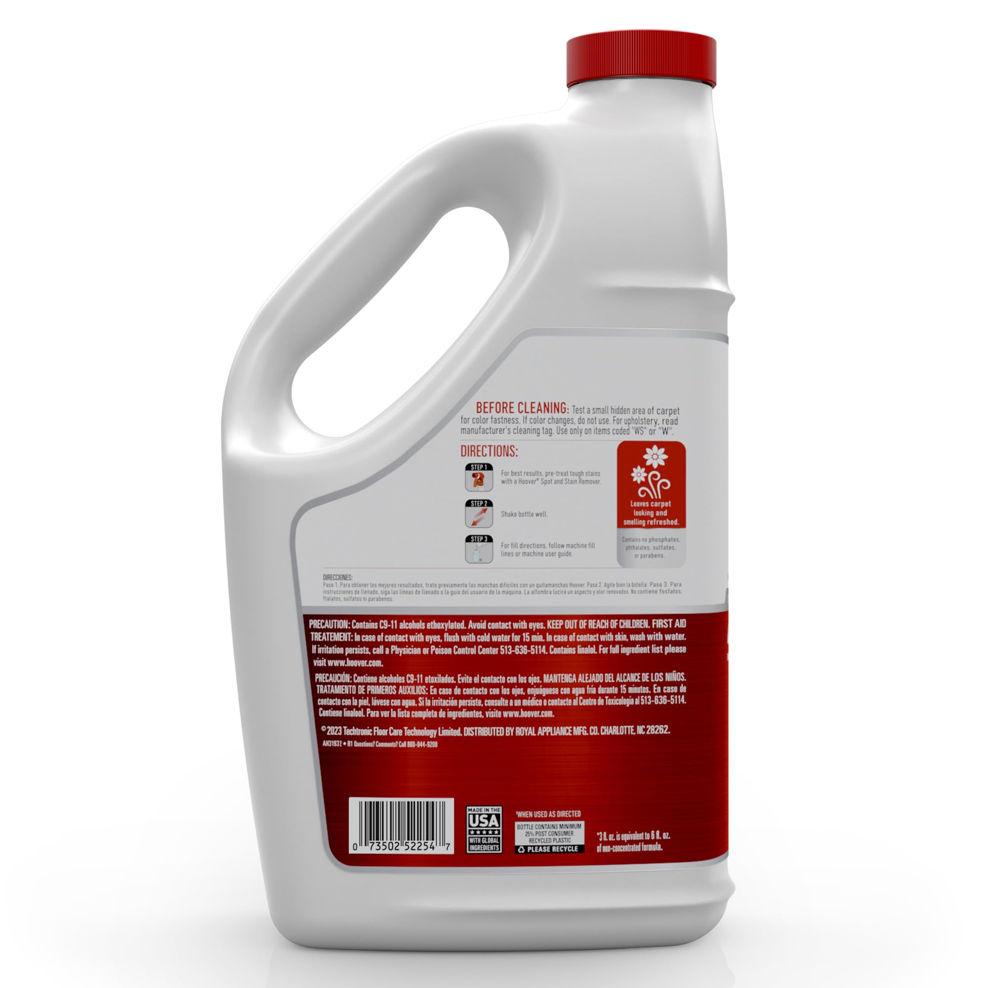 Hoover Renewal deep-clean action removes dirt from fibers.