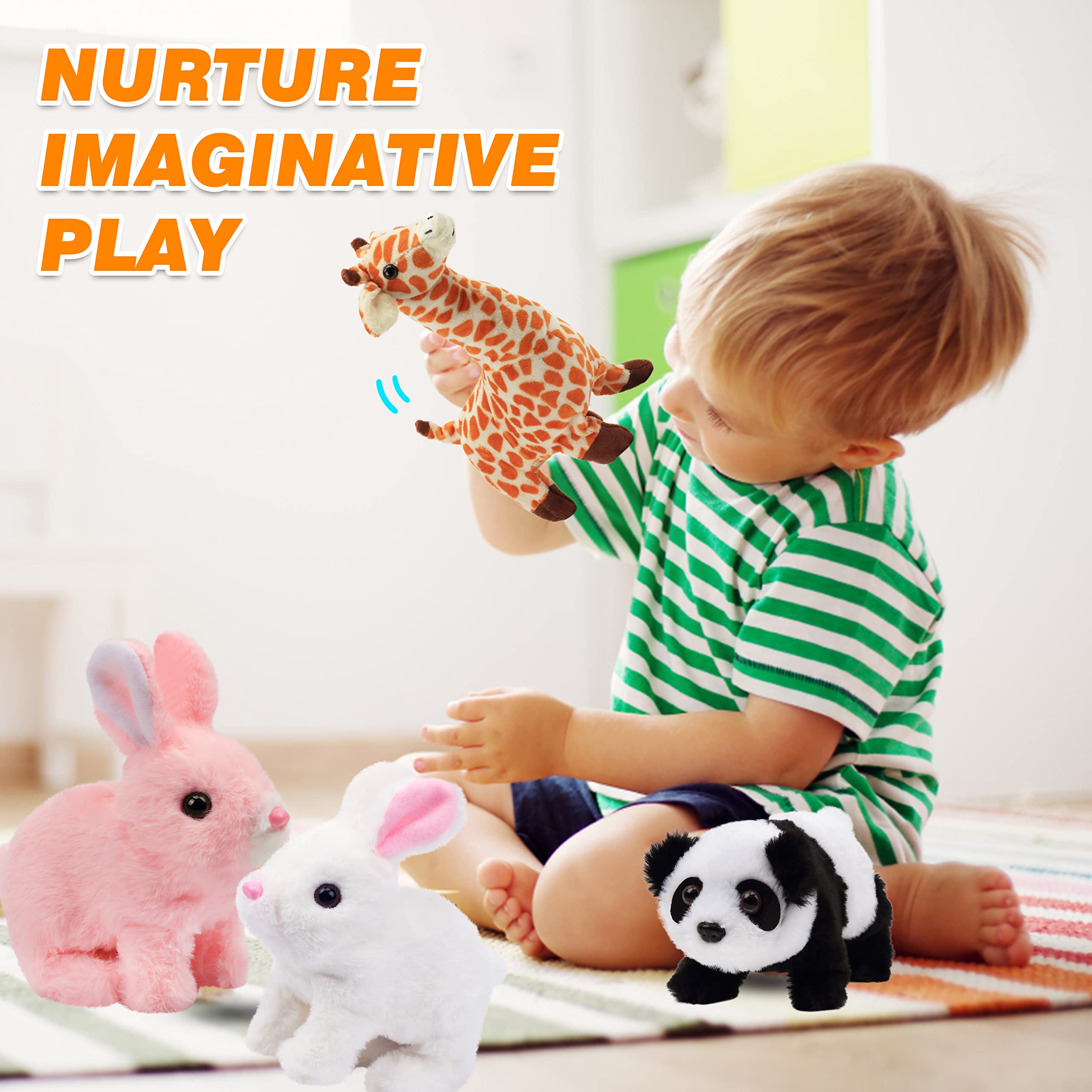 Hopearl hopping rabbit soft plush, safe for cuddles and creative play.