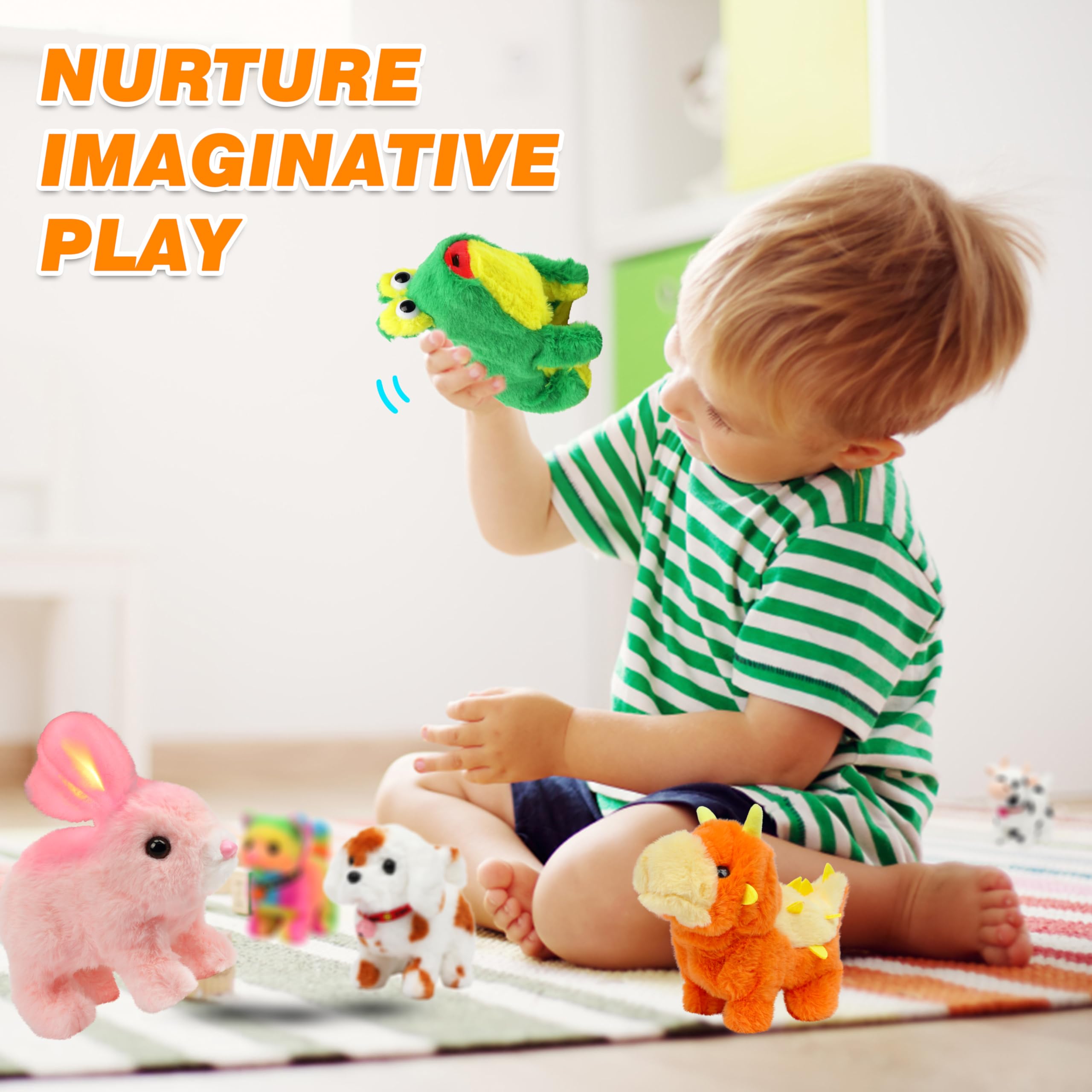 Hopearl hopping rabbit measures seven inches, ideal for small hands.