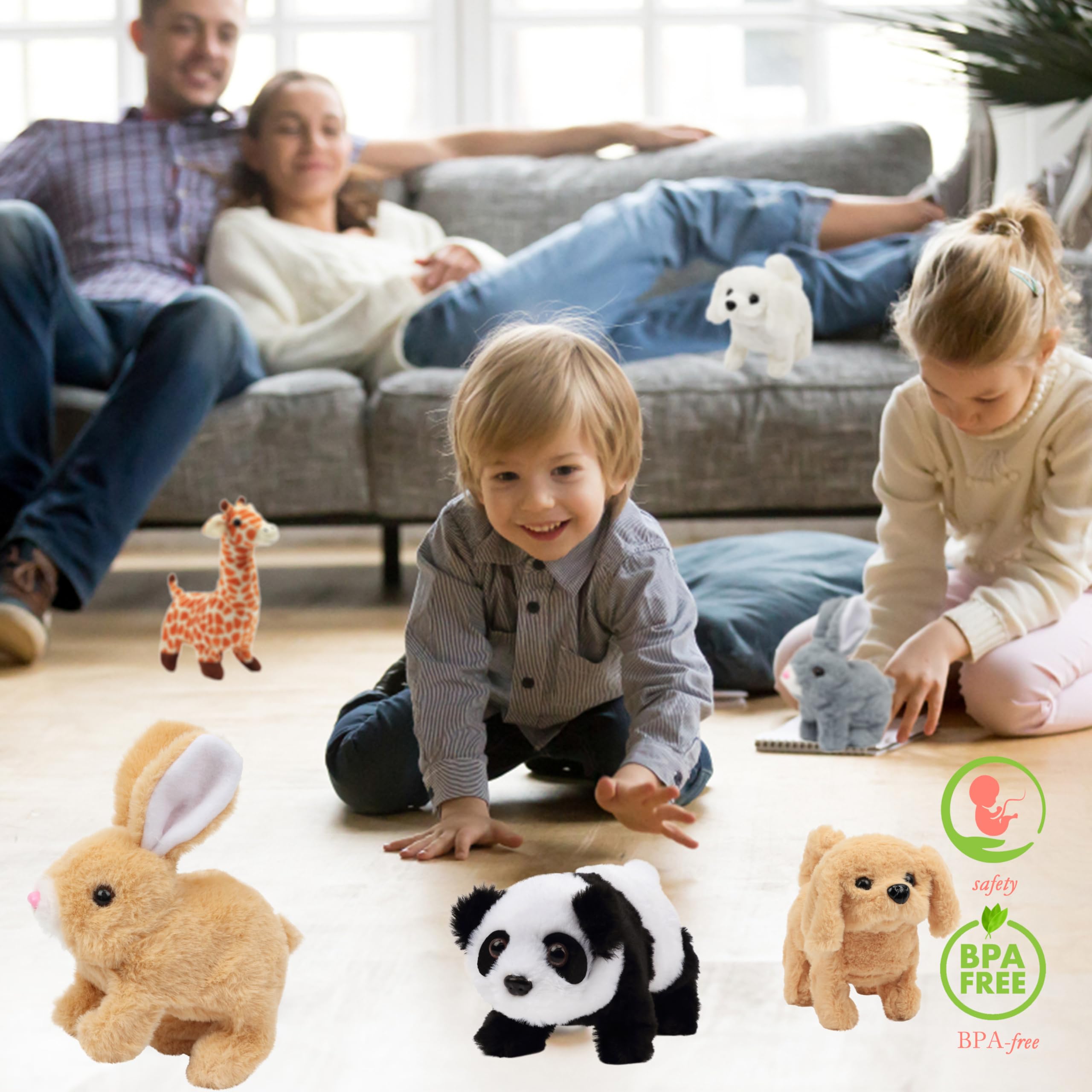 Hopearl hopping rabbit toy close-up texture and soft plush feel