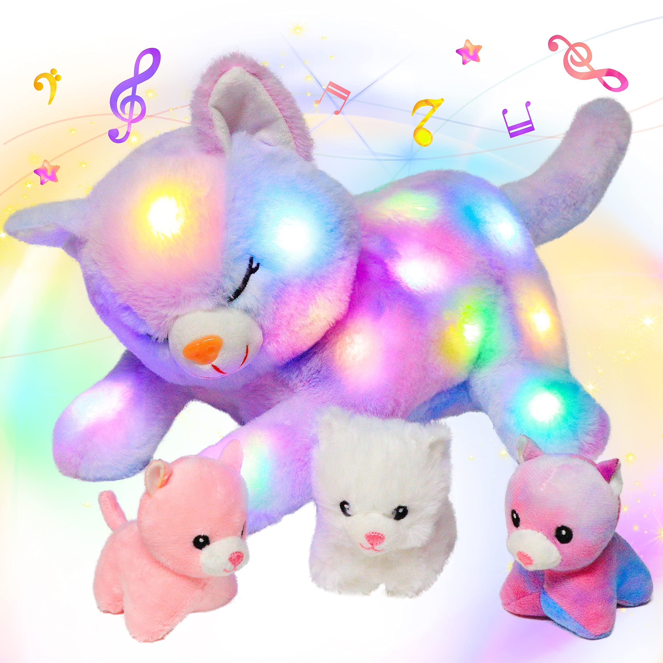 Hopearl LED light-up cat plush provides a cozy glow for bedtime moments.