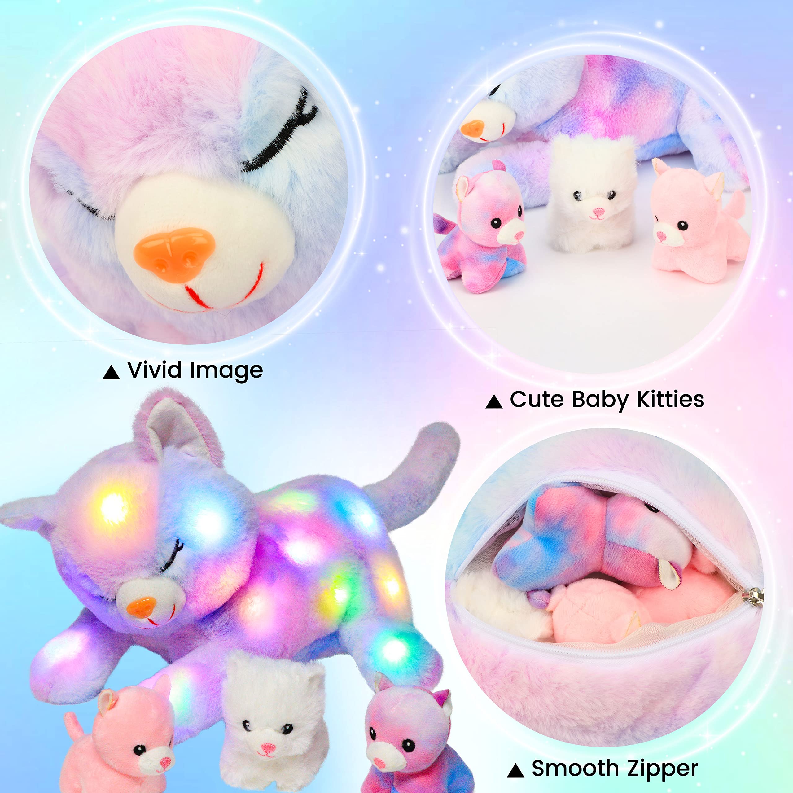 Hopearl LED plush cat has a simple switch for easy activation.