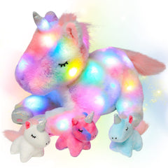 Hopearl LED plush unicorn mommy for bedtime comfort and imaginative play.
