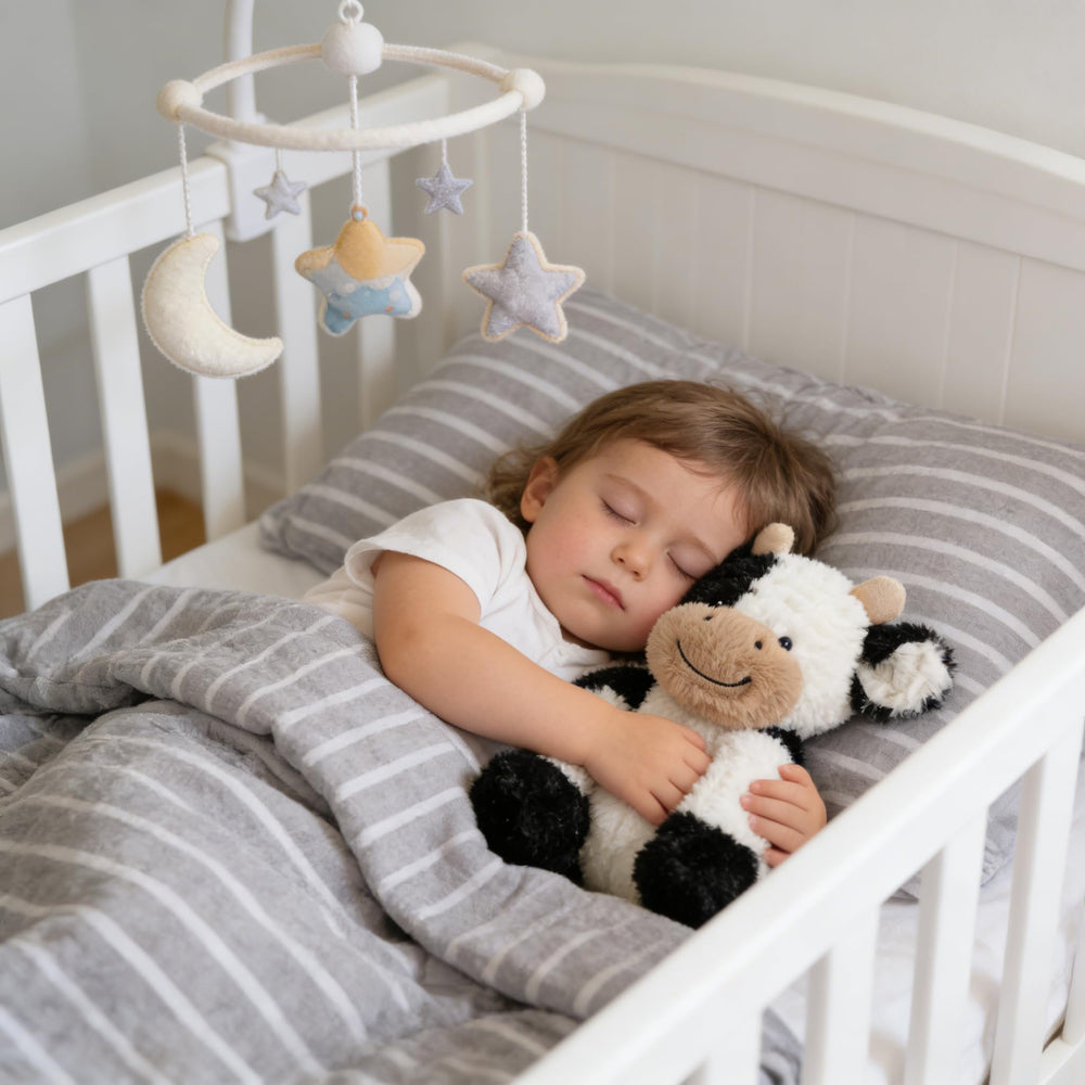 Hopearl plush cow toy in portable size ideal for hugs on the go.