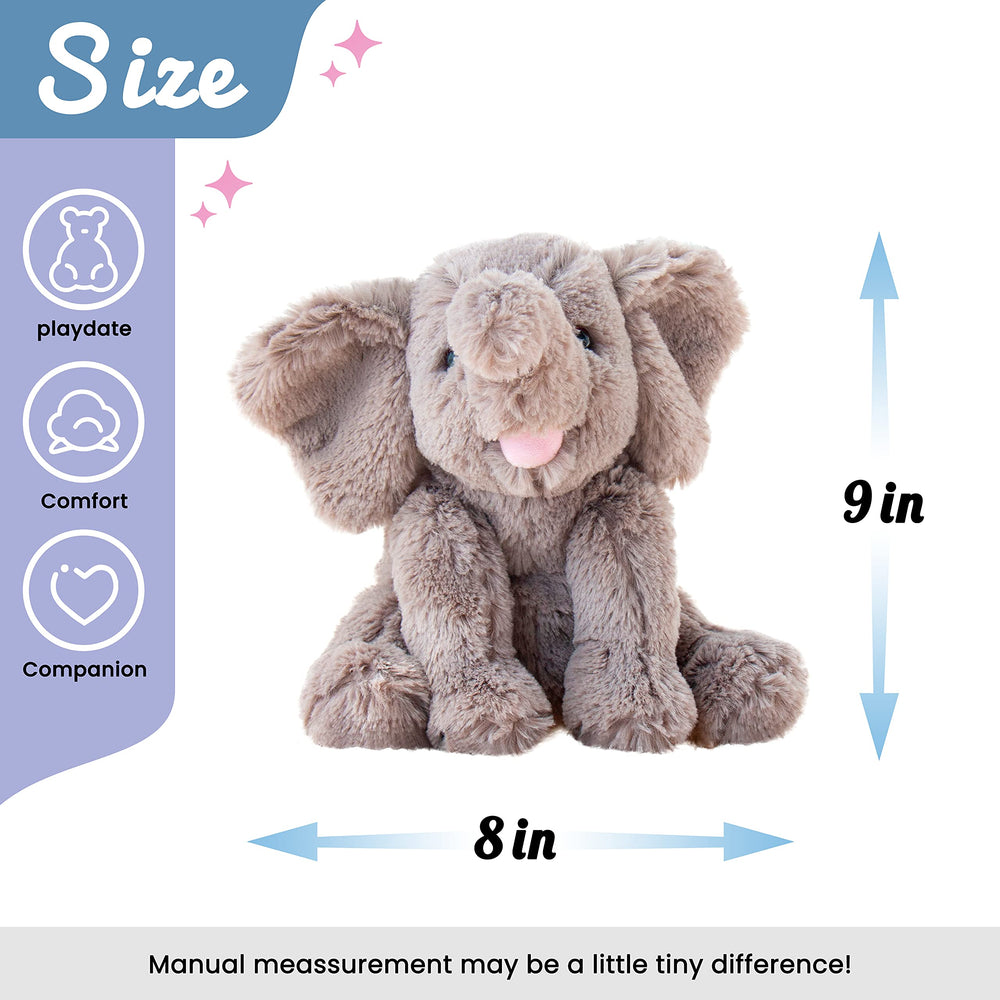 Hopearl plush elephant with steady base supports stable sitting during play.