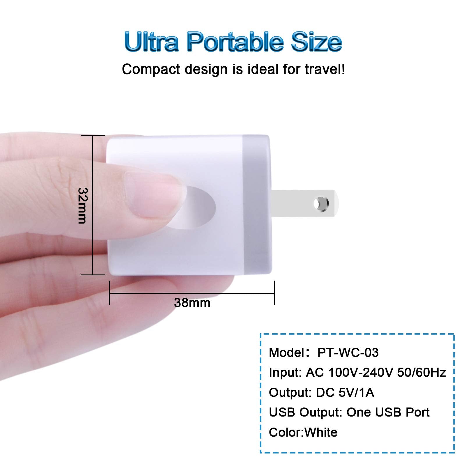 HopePow USB wall charger featuring smart IC technology for safe everyday charging.