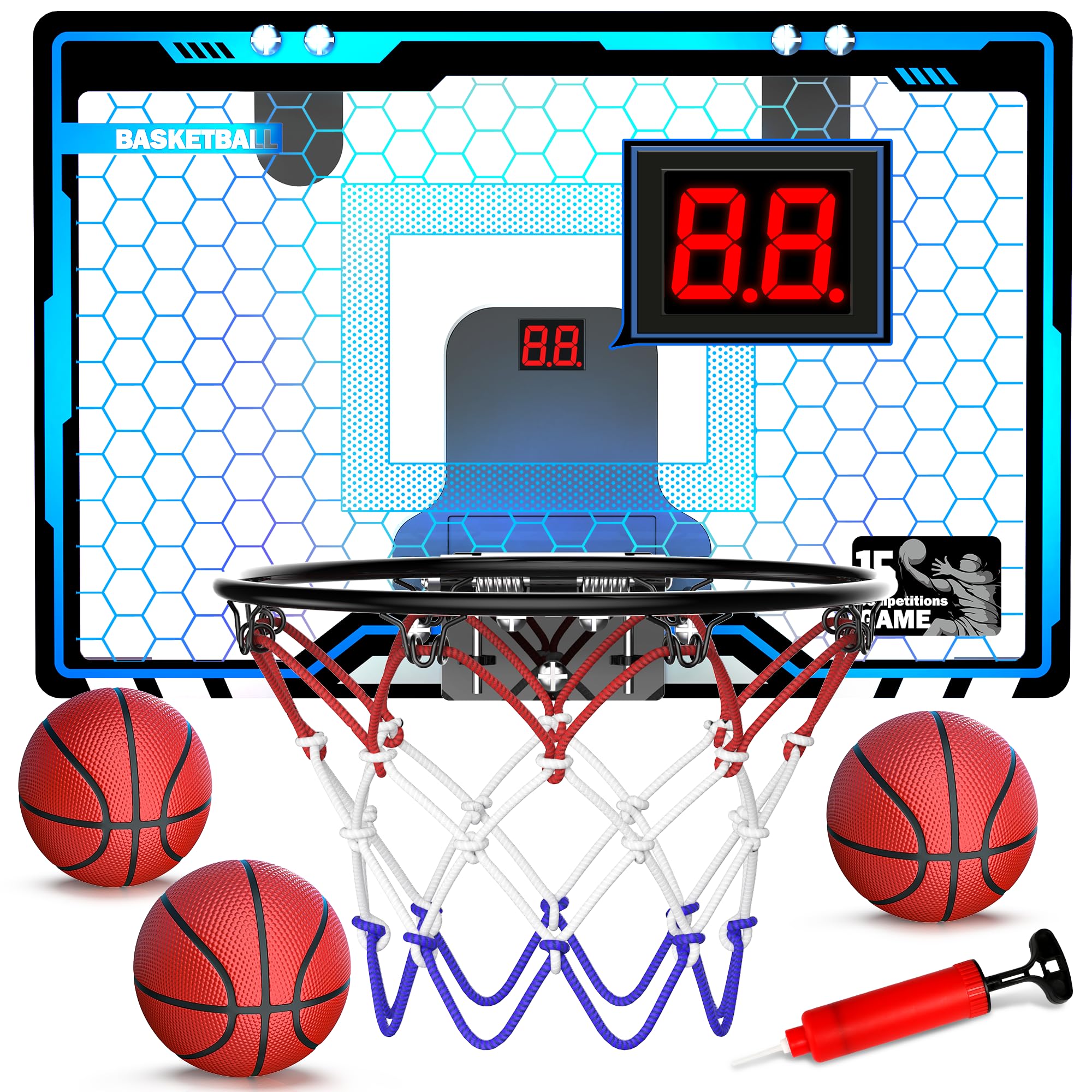 HopeRock door-mounted indoor mini basketball hoop for kids with quick setup