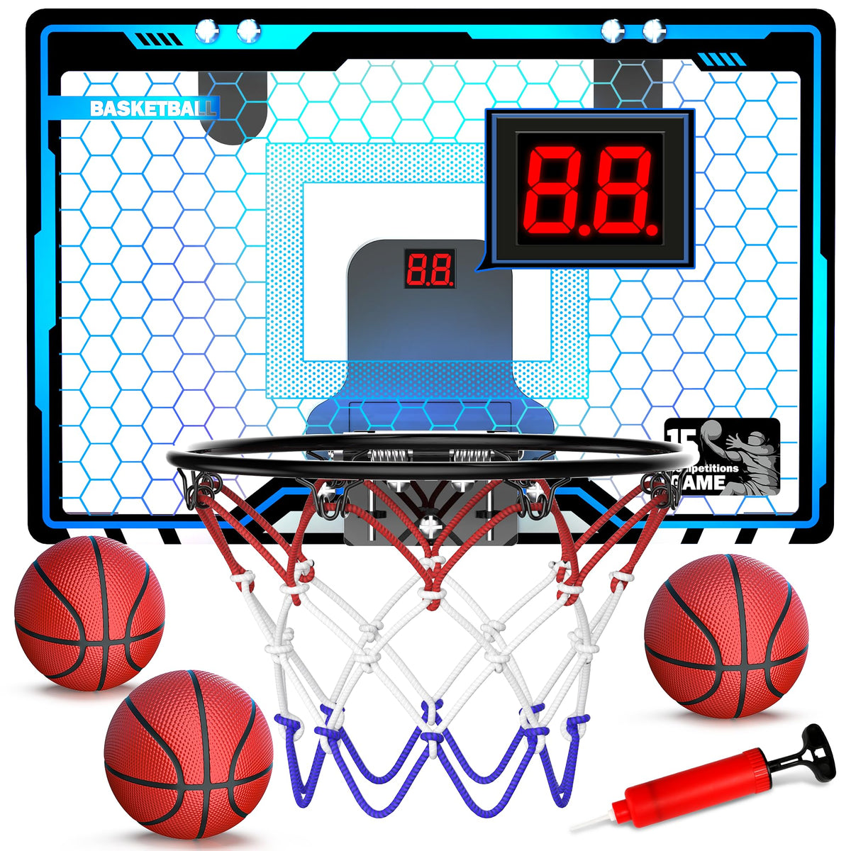 HopeRock door-mounted indoor mini basketball hoop for kids with quick setup