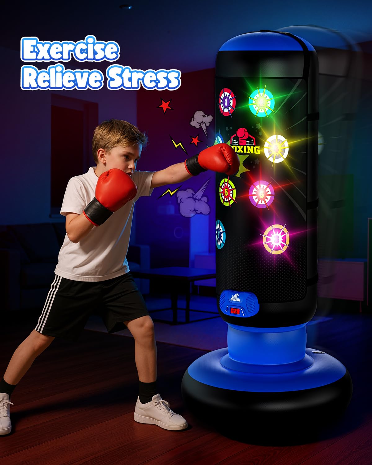 HopeRock LED lights and music enhance rhythm and action-packed sessions.