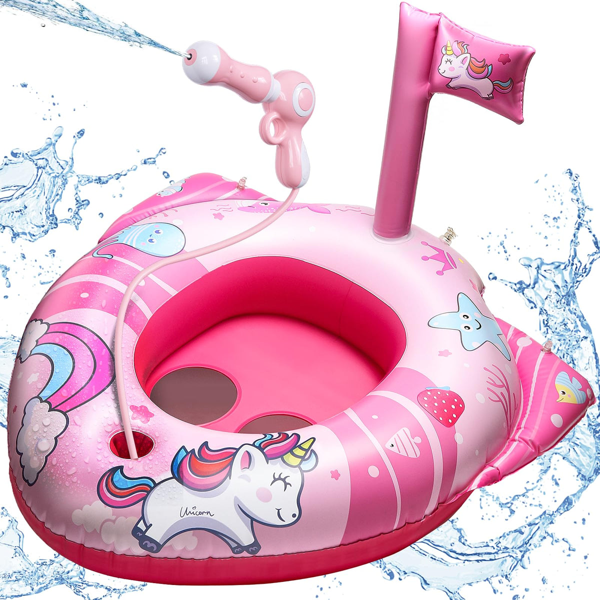 HopeRock Unicorn pool float front view, ideal for vibrant pool parties for ages 3–8