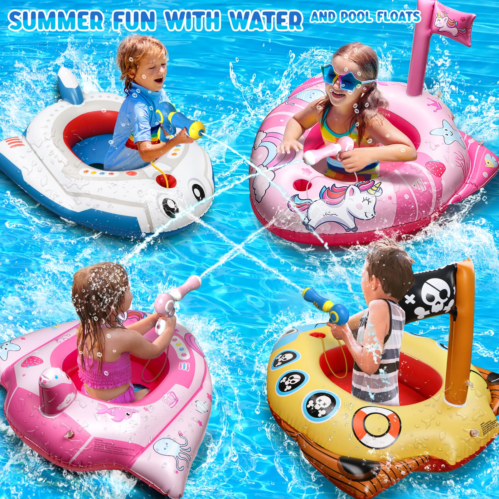 HopeRock Unicorn pool float side view shows yacht-inspired shape for kids