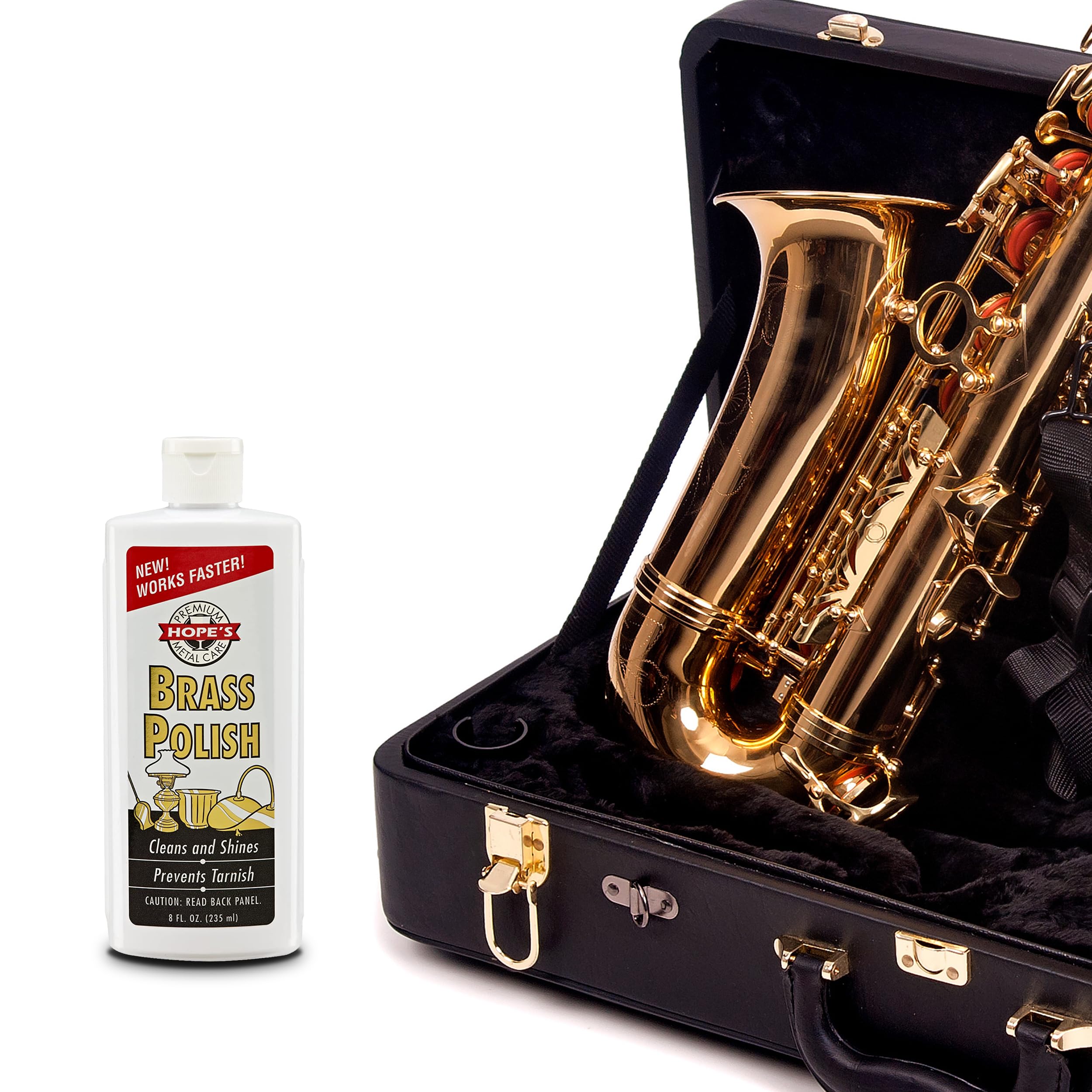 HOPE'S Brass Polish achieving a mirror-finish on metal surfaces like decor and chrome