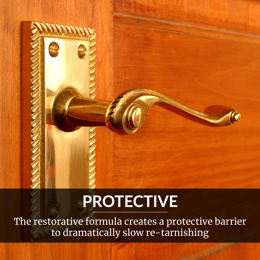 HOPE'S Brass Polish forming a protective barrier against tarnish on surfaces