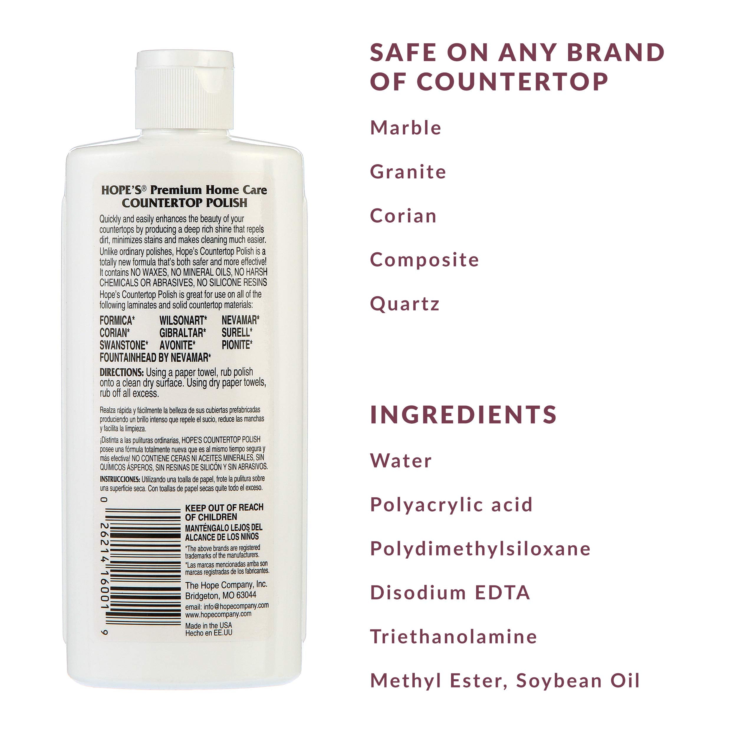 HOPE'S polish applied to countertops to restore shine across surfaces.