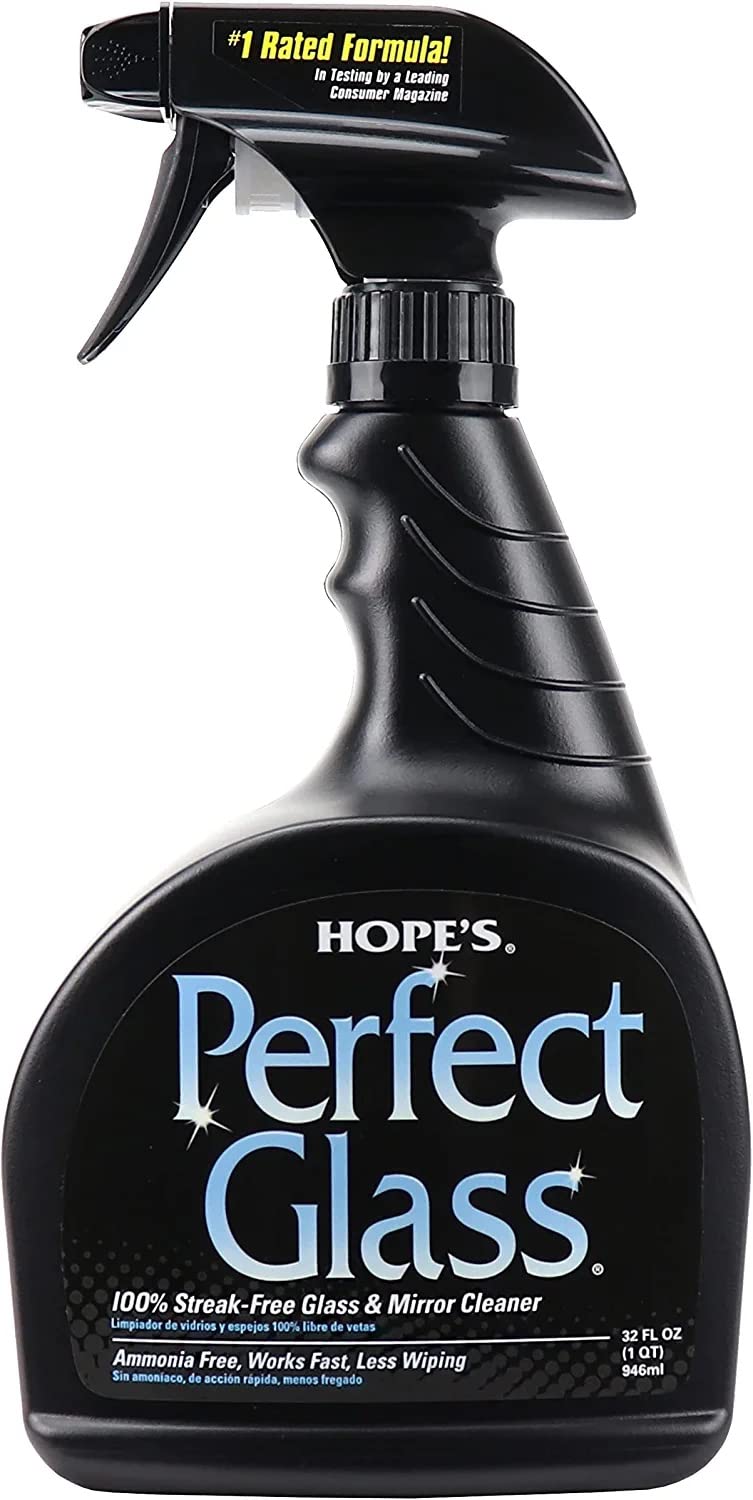 HOPE'S Perfect Glass Cleaner Spray bottle for streak-free shine on glass