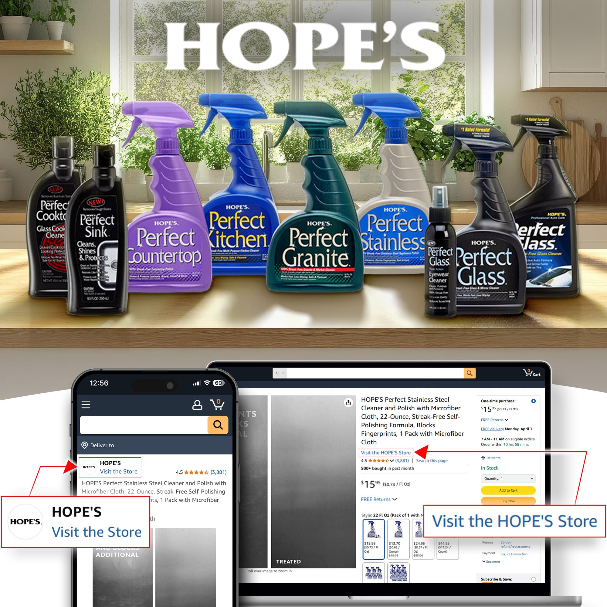 HOPE'S Perfect Quartz food-safety-ready result on food-contact surfaces.