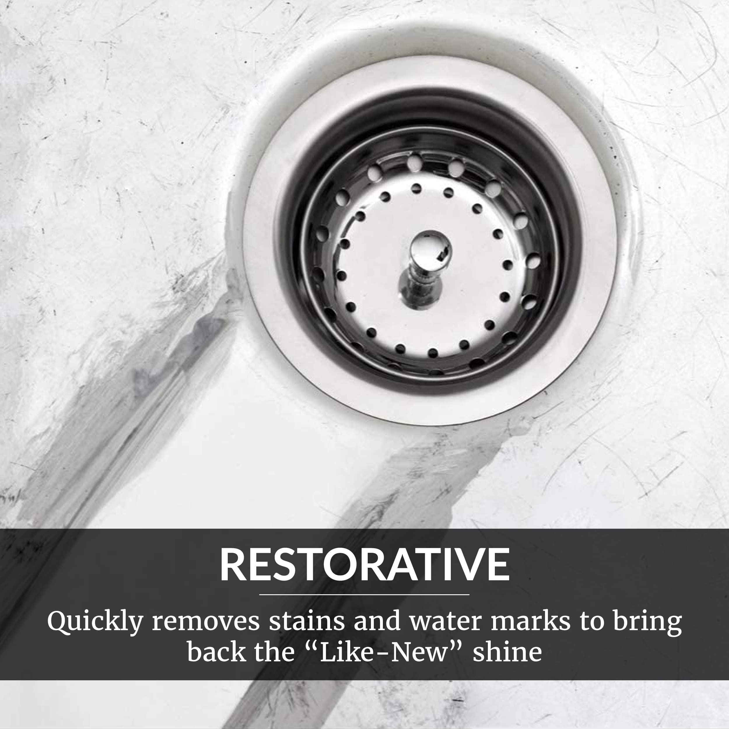 HOPE'S Perfect Sink multi-surface usage on stainless, cast iron, and acrylic.