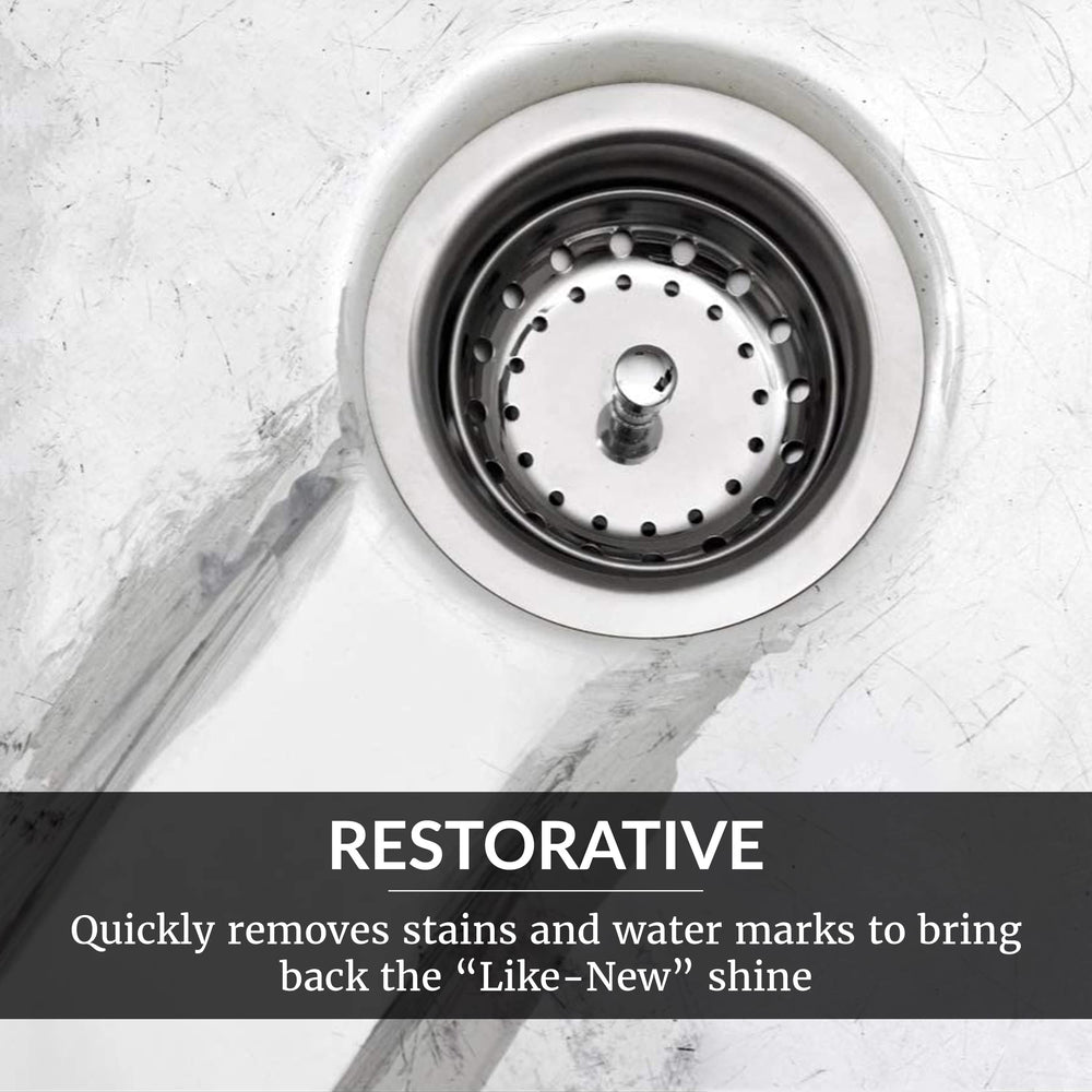 HOPE'S Perfect Sink multi-surface usage on stainless, cast iron, and acrylic.