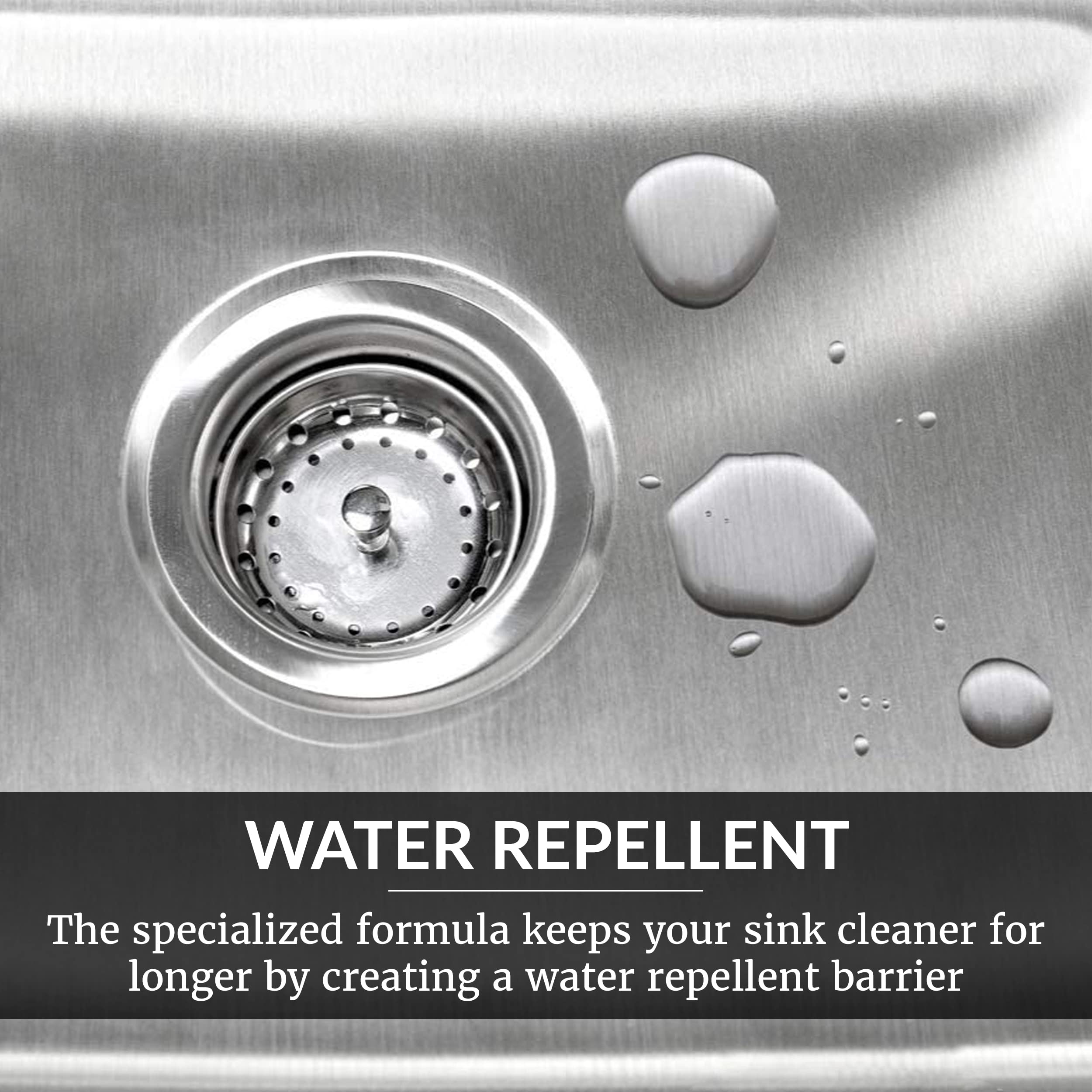 HOPE'S Perfect Sink water-bead barrier forms on a clean surface.