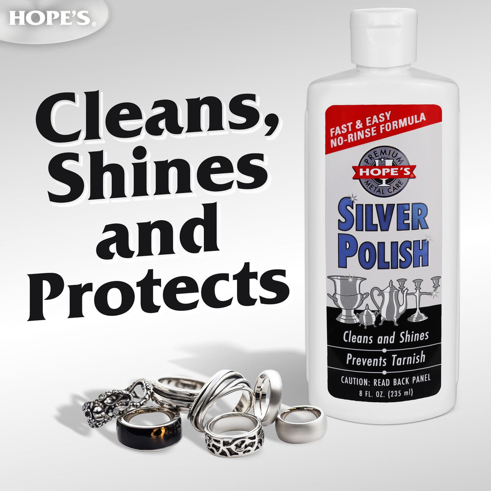 HOPE'S Silver Polish soft cloth application for gentle, scratch-free polishing