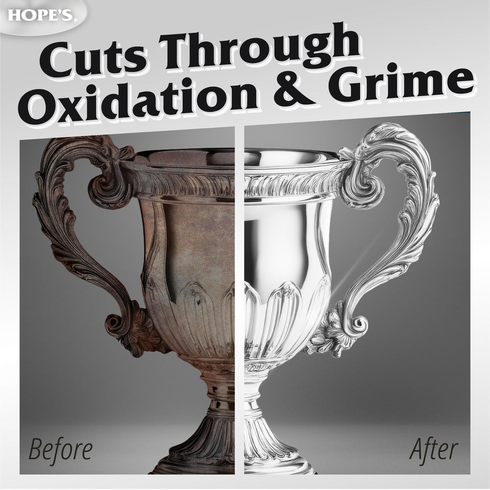 HOPE'S Silver Polish tarnish removal for rapid surface brightening